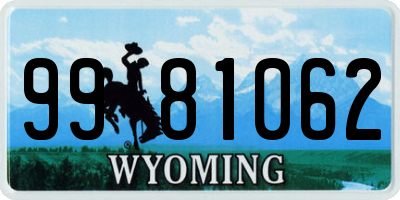 WY license plate 9981062