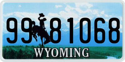 WY license plate 9981068