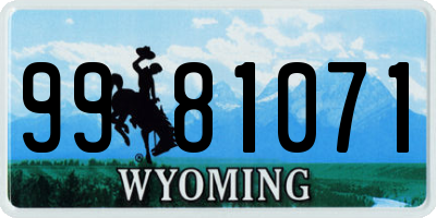 WY license plate 9981071