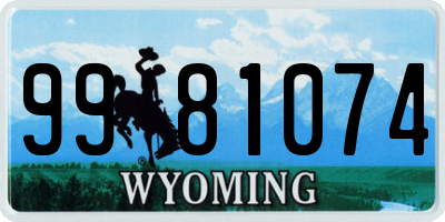 WY license plate 9981074