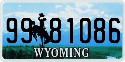 WY license plate 9981086