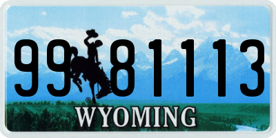 WY license plate 9981113