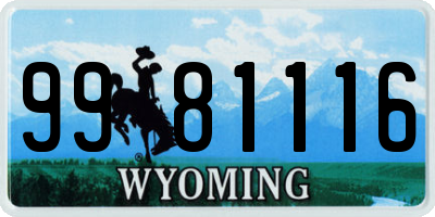 WY license plate 9981116