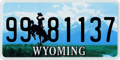 WY license plate 9981137