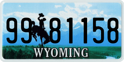 WY license plate 9981158