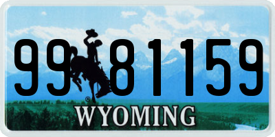 WY license plate 9981159