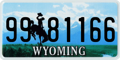 WY license plate 9981166