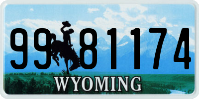 WY license plate 9981174
