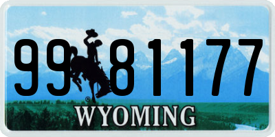 WY license plate 9981177