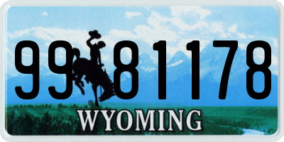 WY license plate 9981178