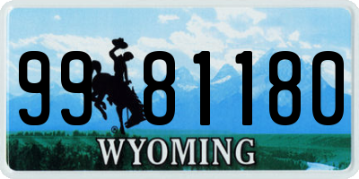 WY license plate 9981180