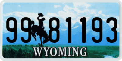 WY license plate 9981193