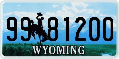 WY license plate 9981200