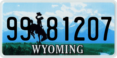 WY license plate 9981207