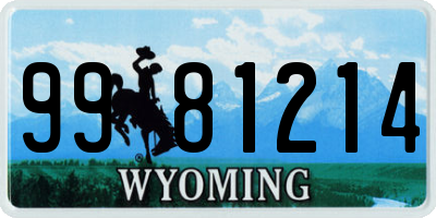 WY license plate 9981214