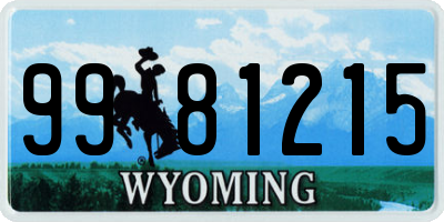 WY license plate 9981215
