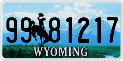 WY license plate 9981217