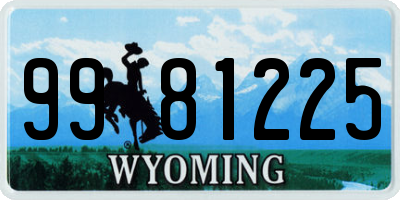 WY license plate 9981225