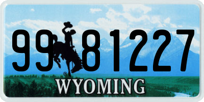 WY license plate 9981227
