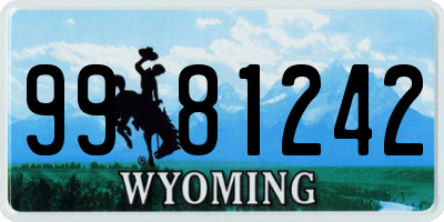 WY license plate 9981242