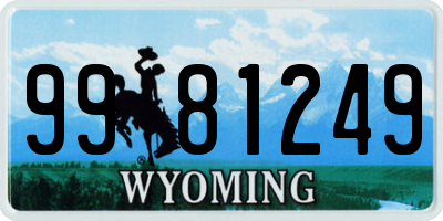 WY license plate 9981249