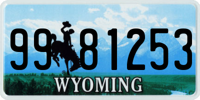 WY license plate 9981253