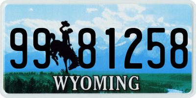 WY license plate 9981258