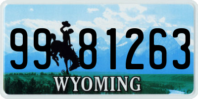 WY license plate 9981263
