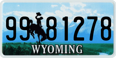 WY license plate 9981278
