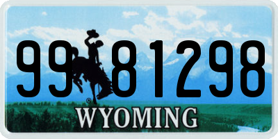 WY license plate 9981298