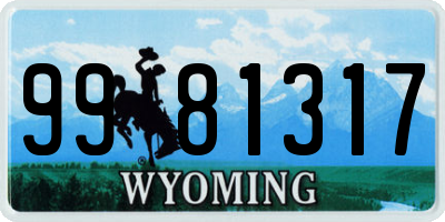 WY license plate 9981317