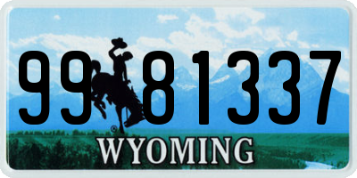 WY license plate 9981337