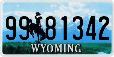 WY license plate 9981342