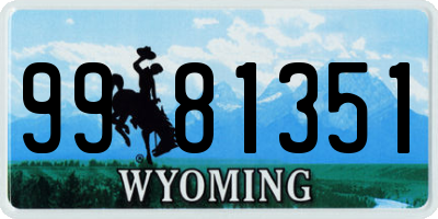 WY license plate 9981351