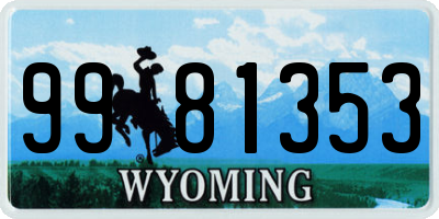 WY license plate 9981353