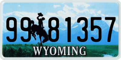 WY license plate 9981357