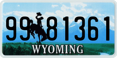 WY license plate 9981361