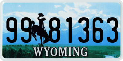 WY license plate 9981363