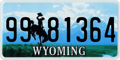 WY license plate 9981364