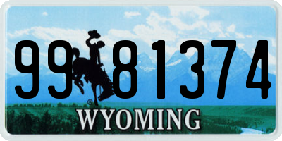 WY license plate 9981374