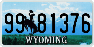 WY license plate 9981376