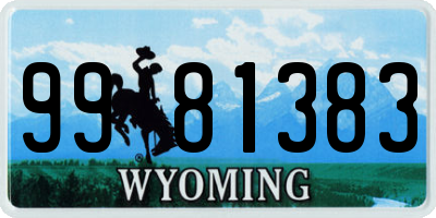 WY license plate 9981383