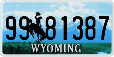 WY license plate 9981387