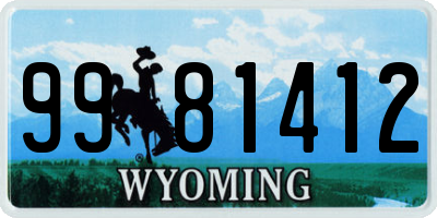 WY license plate 9981412