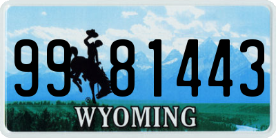 WY license plate 9981443