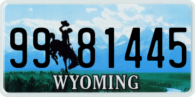 WY license plate 9981445