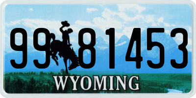 WY license plate 9981453
