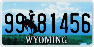 WY license plate 9981456