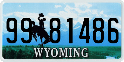 WY license plate 9981486