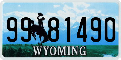 WY license plate 9981490